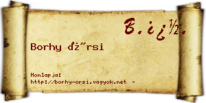 Borhy Örsi névjegykártya